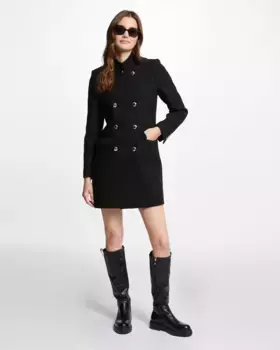 Женское приталенное двубортное матерчатое пальто Morgan, черный