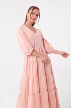 Женское пудровое длинное платье с v-образным вырезом Lafaba, розовый