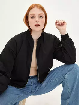 Женское пуховое пальто с длинным рукавом и принтом на воротнике колледжа LCW Casual