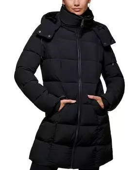 Женское пуховое пальто с капюшоном DKNY, черный