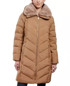 Женское пуховое пальто с капюшоном и воротником из искусственного меха Michael Kors