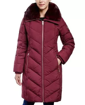 Женское пуховое пальто с капюшоном и воротником из искусственного меха Michael Kors