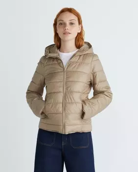 Женское пуховое пальто с капюшоном Pieces, бежевый