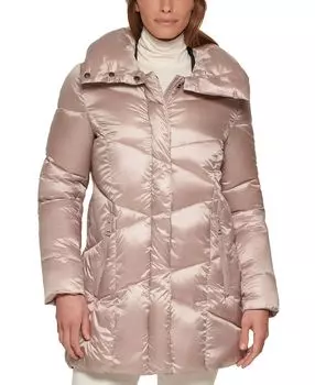 Женское пуховое пальто с узором шеврон Calvin Klein, мульти