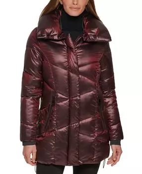 Женское пуховое пальто с узором шеврон Calvin Klein, мульти