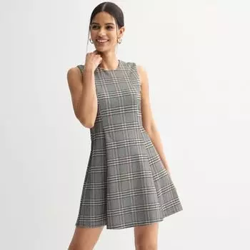 Женское расклешенное мини-платье Nine West, цвет tan blue glen plaid