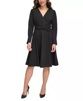 Женское расклешенное платье из крепа Scuba Tommy Hilfiger, черный