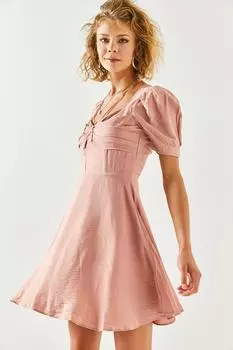 Женское расклешенное тканое платье «Пыльная роза» Olalook, розовый