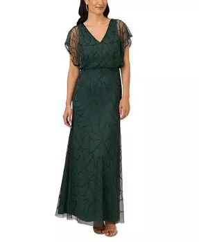 Женское расшитое бисером блузонное платье с рукавами «летучая мышь» Adrianna Papell, зеленый