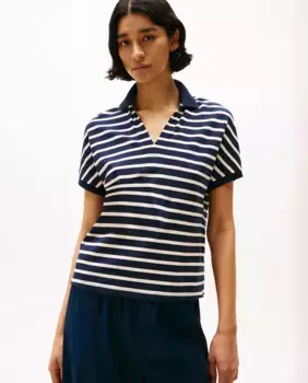 Женское расслабленное поло с коротким рукавом Tommy Hilfiger, тёмно-синий