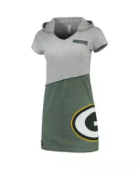 Женское серо-зеленое мини-платье с капюшоном Green Bay Packers Refried Apparel, мультиколор