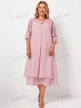 Женское сетчатое платье EMRY ROSE размера плюс, повседневная одежда на весну и лето, элегантное розовое платье для мам Emery Rose, пастельно-розовый
