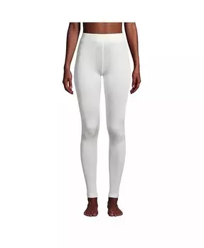 Женское шелковое интерлок длинное нижнее белье леггинсы брюки Lands' End, слоновая кость/кремовый