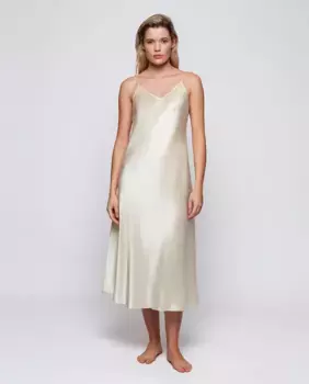 Женское шелковое платье на бретелях Mirto, кремовый