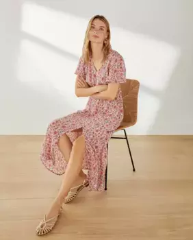 Женское шелковое платье с короткими рукавами Southern Cotton, розовый