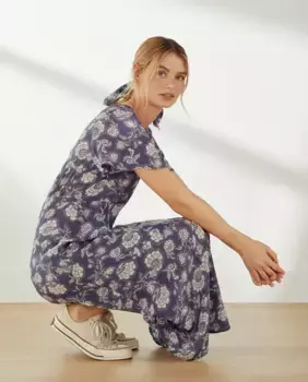 Женское шелковое платье с короткими рукавами Southern Cotton, цвет Azul ndigo