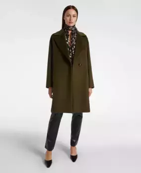 Женское шерстяное пальто с косыми карманами на пуговицах и внутренней застежкой на пуговицы Elena Mir, темно-зеленый
