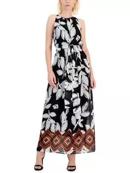 Женское шифоновое платье-халтер с принтом Anne Klein, цвет anne black multi