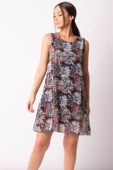 Женское шифоновое платье на подкладке с плиточным узором armonika, оранжевый