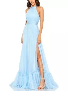 Женское шифоновое вечернее платье с лямкой на бретельках Mac Duggal, цвет Sky Blue