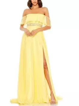 Женское шифоновое вечернее платье с открытыми плечами Mac Duggal
