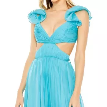 Женское шифоновое вечернее платье с вырезом Mac Duggal, цвет Turquoise