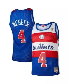 Женское синее джерси Chris Webber Washington Bullets Hardwood Classics 1996 Swingman Mitchell & Ness, синий