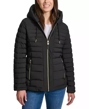 Женское складное стеганое пальто с капюшоном Tommy Hilfiger, черный