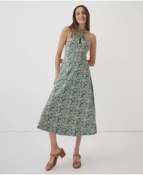 Женское современное платье с бретелькой на бретельках приталенного и расклешенного кроя Pact, мультиколор