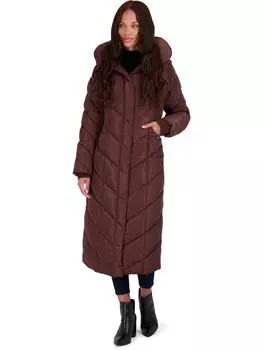 Женское стеганое макси-пальто с флисовой подкладкой Steve Madden, коричневый