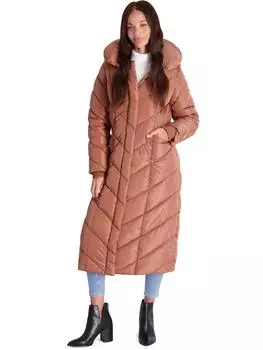 Женское стеганое макси-пальто с флисовой подкладкой Steve Madden, коричневый
