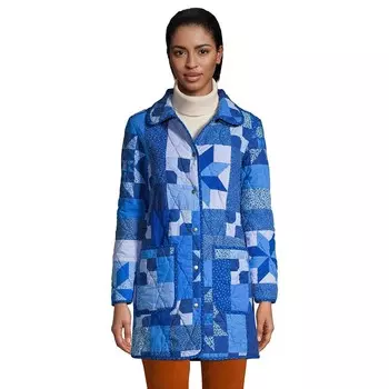 Женское стеганое пальто в стиле пэчворк Lands End Lands' End, цвет Blu Prosperity Quilt