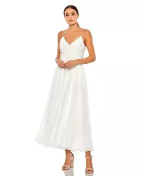 Женское струящееся платье без рукавов с искусственным запахом Ieena MAC DUGGAL, белый