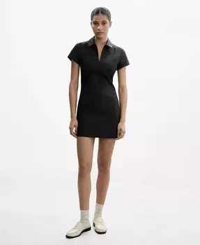 Женское струящееся платье с пышными рукавами MANGO, черный