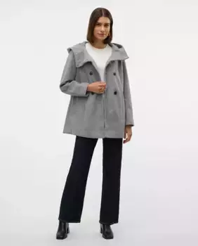 Женское суконное пальто с капюшоном Vero Moda, светло-серый