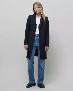 Женское суконное пальто с пуговицами и карманами IKKS, черный