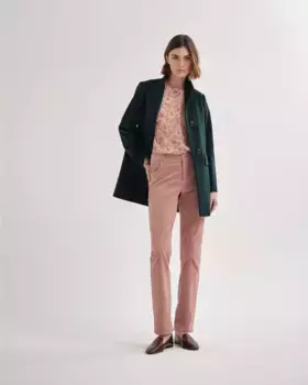 Женское суконное пальто с воронкообразным воротником и застежкой на пуговицы Lasserre, зеленый