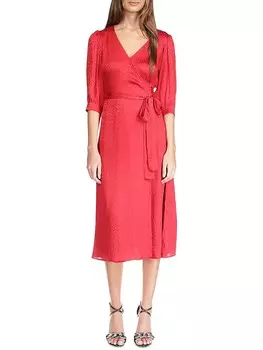 Женское свадебное платье миди с запахом для гостей MICHAEL Michael Kors, цвет Crimson