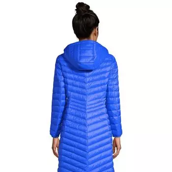 Женское сверхлегкое складное длинное пуховое пальто с капюшоном Land End Lands' End, черный