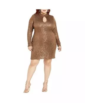 Женское светящееся мини-платье CITY CHIC, коричневый