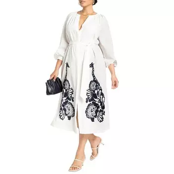 Женское свободное платье Eloquii больших размеров с аппликацией ELOQUII, цвет Pearl