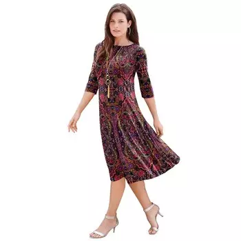 Женское свободное платье размера плюс из ультрагладкой ткани Roaman с вырезом «лодочка» Roaman's, цвет Multi Mirrored