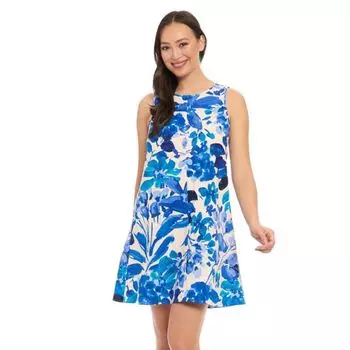 Женское свободное платье-трапеция без рукавов London Times, мультиколор