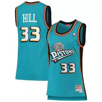 Женское темно-бирюзовое джерси Mitchell & Ness Grant Hill Detroit Pistons 1998-99 Hardwood Classics Swingman