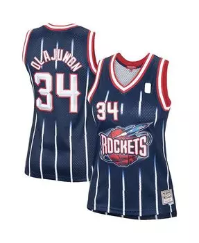 Женское темно-синее джерси Hakeem Olajuwon Houston Rockets Hardwood Classics Swingman Mitchell & Ness, синий