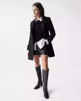 Женское тканевое пальто с карманами и застежкой на пуговицы Salsa Jeans, черный