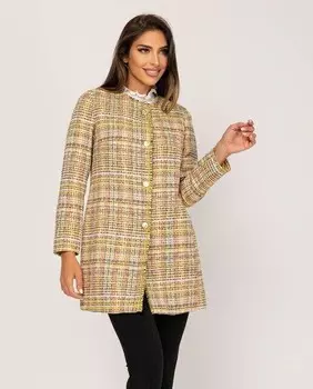 Женское тканевое пальто с круглым вырезом и бахромой Fsh, мультиколор