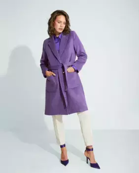 Женское тканевое пальто с поясом Trucco, фиолетовый