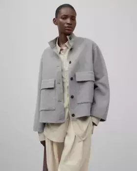 Женское тканевое пальто с воротником Мао и застежкой на пуговицы Adolfo Dominguez, темно-серый