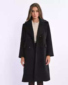 Женское тканевое пальто с воротником с лацканами и двубортное Lili Sidonio, черный